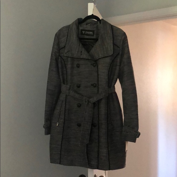 Guess Jackets & Blazers - Guess Coat with Belt and Double-Button Front Guess Jackets & Blazers - Guess Coat with Belt and Double-Button Front